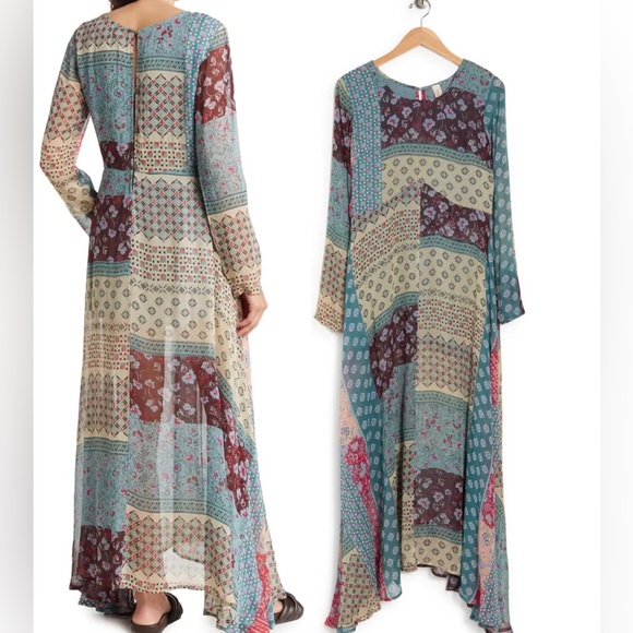 RAGA NWT Long Boho Maxi Dress In Patchwork Print - Picture 3 of 3
